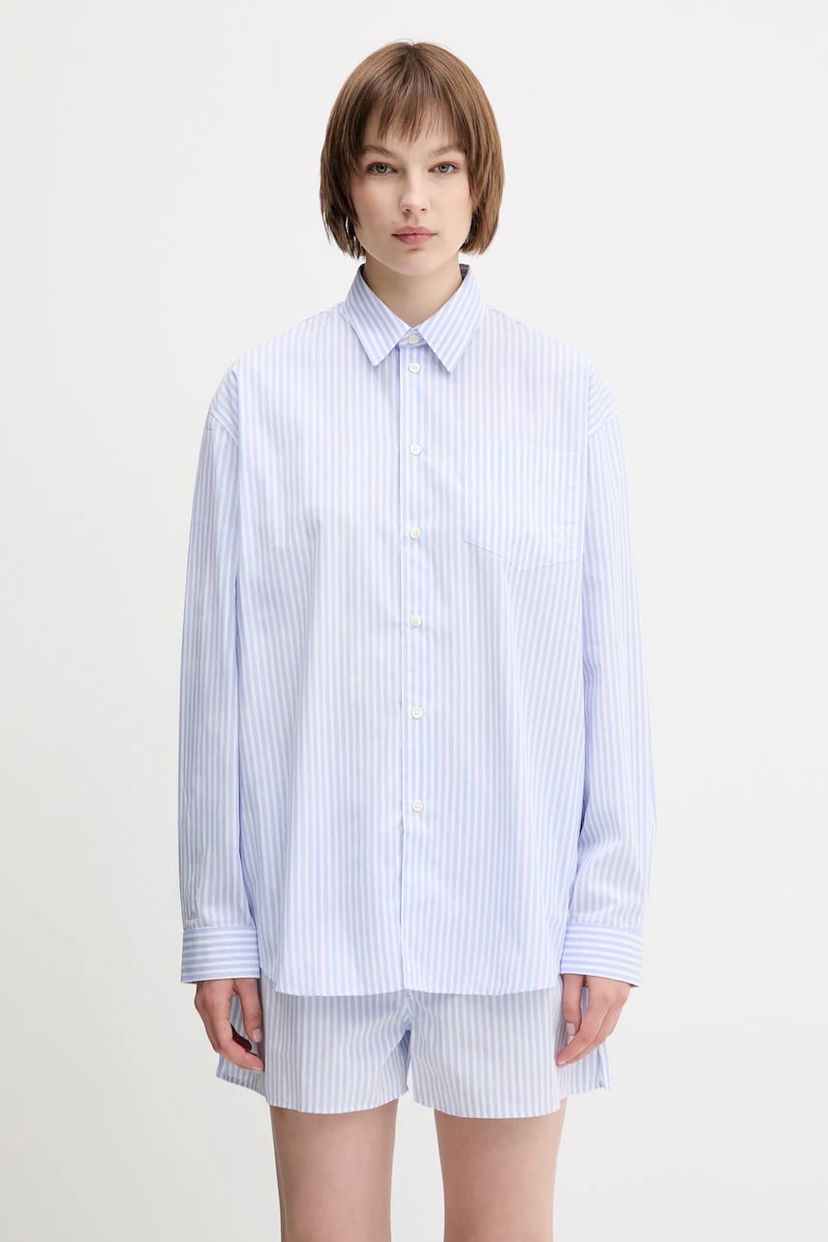 Skjorte Sporty & Rich Sporty & Rich Src Oversized Relaxed Fit Striped Shirt Blå | SI006612302ST08