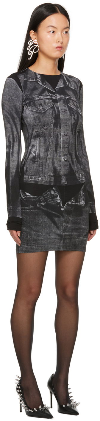 Kjole Jean Paul Gaultier Jean Paul Gaultier Trompe L'œil Printed Minidress Sort | 23/15-F-RO076-J530-0002, 1