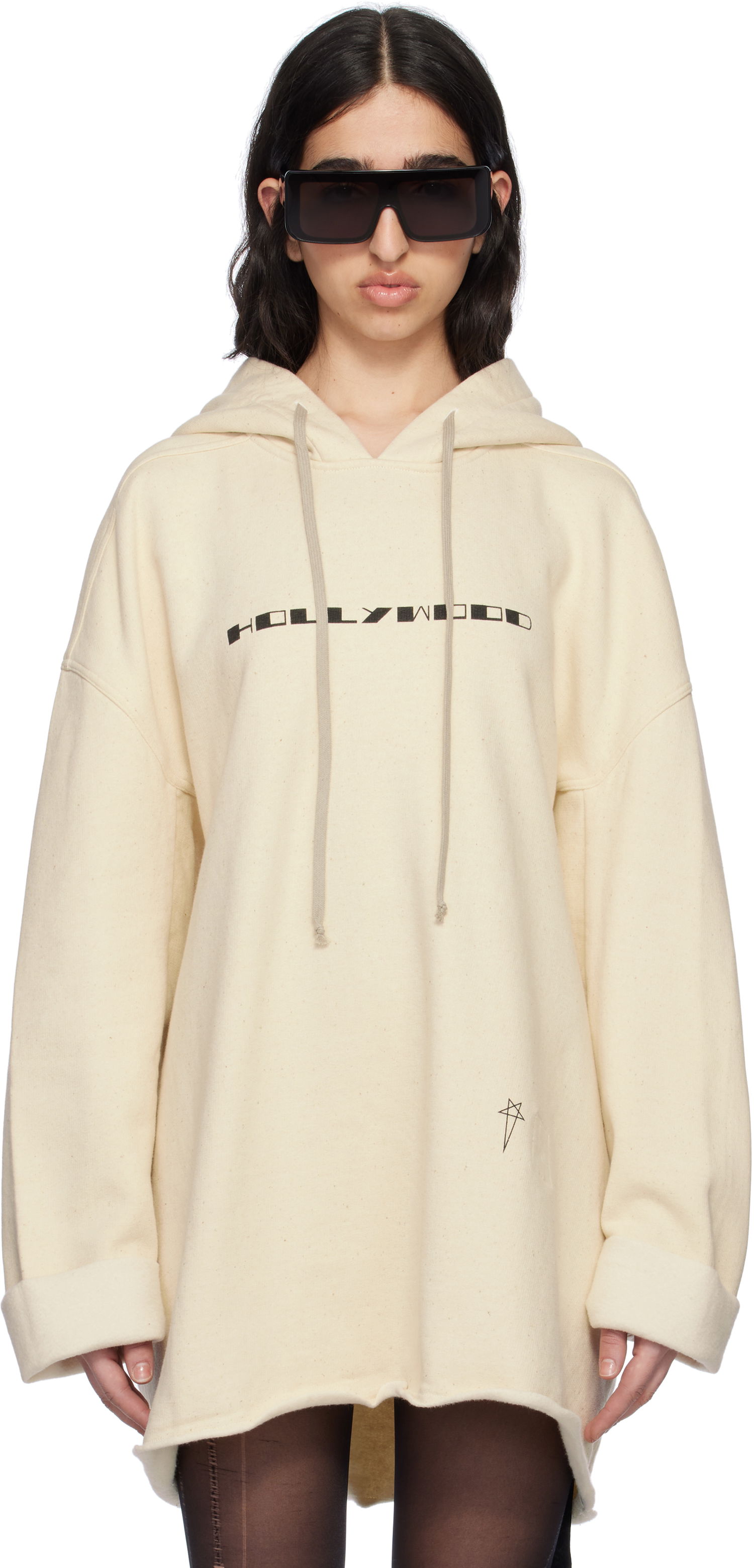 Sweatshirt Rick Owens Rick Owens DRKSHDW Hollywood Peter Hoodie Beige | DS01E3231 FNEP5P, 0