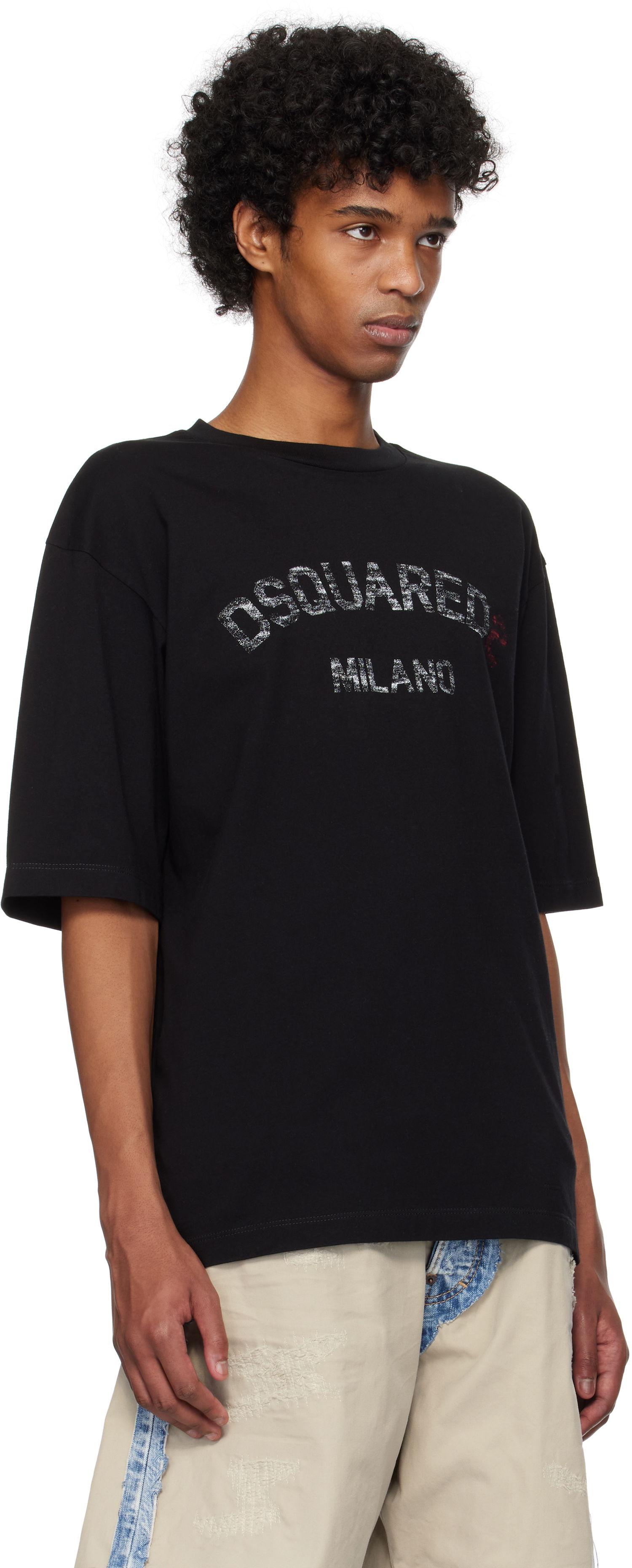 T-shirt DSQUARED2 Dsquared2 Loose Fit Faded Logo T-Shirt Sort | S74GD1399_D20020, 1