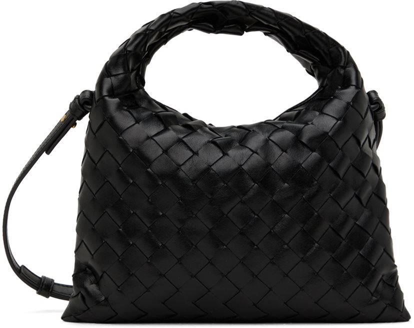 Håndtaske Bottega Veneta Mini Intrecciato Leather Shoulder Bag Sort | 777586 V3IV1