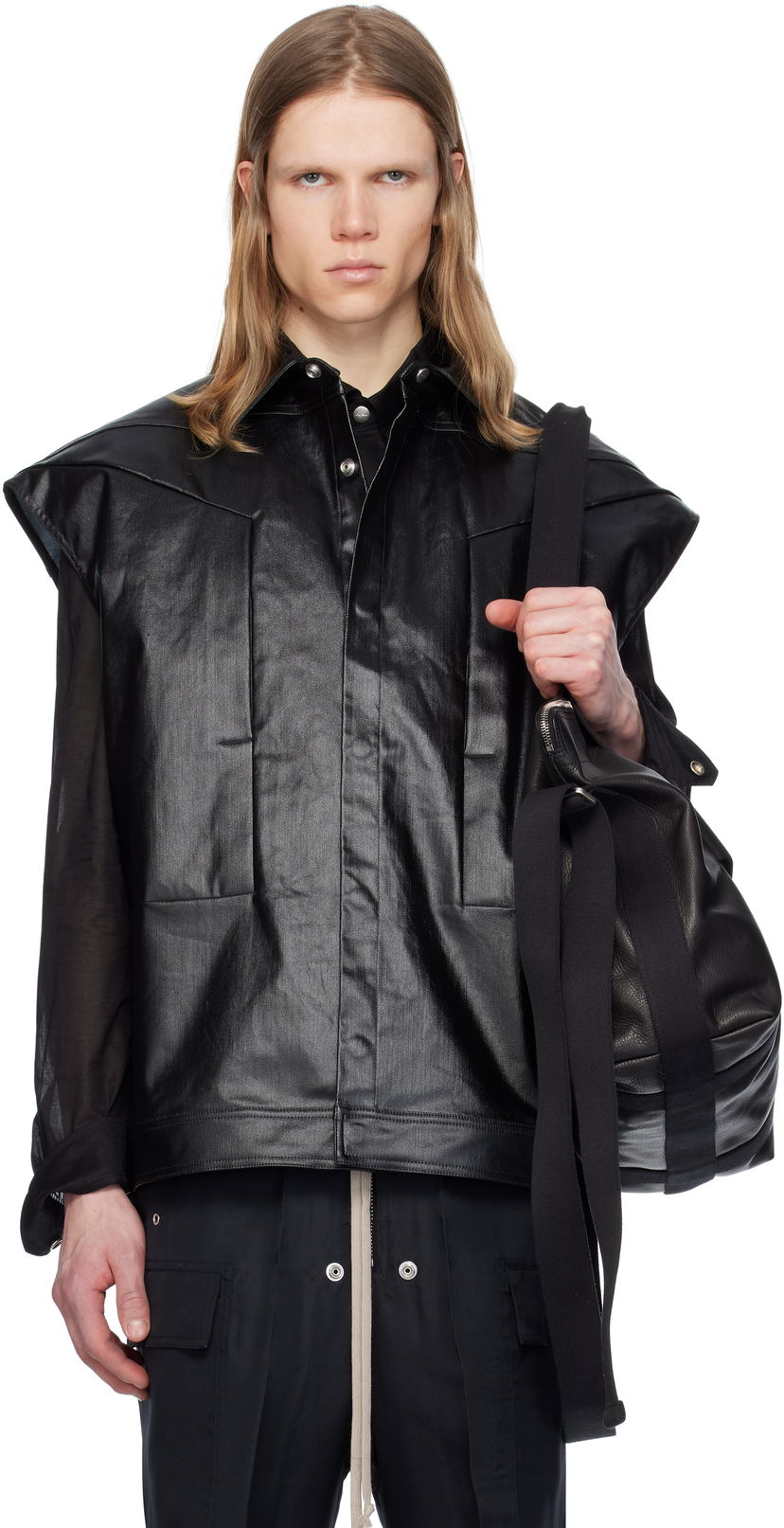 Vest Rick Owens Rick Owens Sleeveless Jumbo Shirt Sort | RU01E5776 SCT