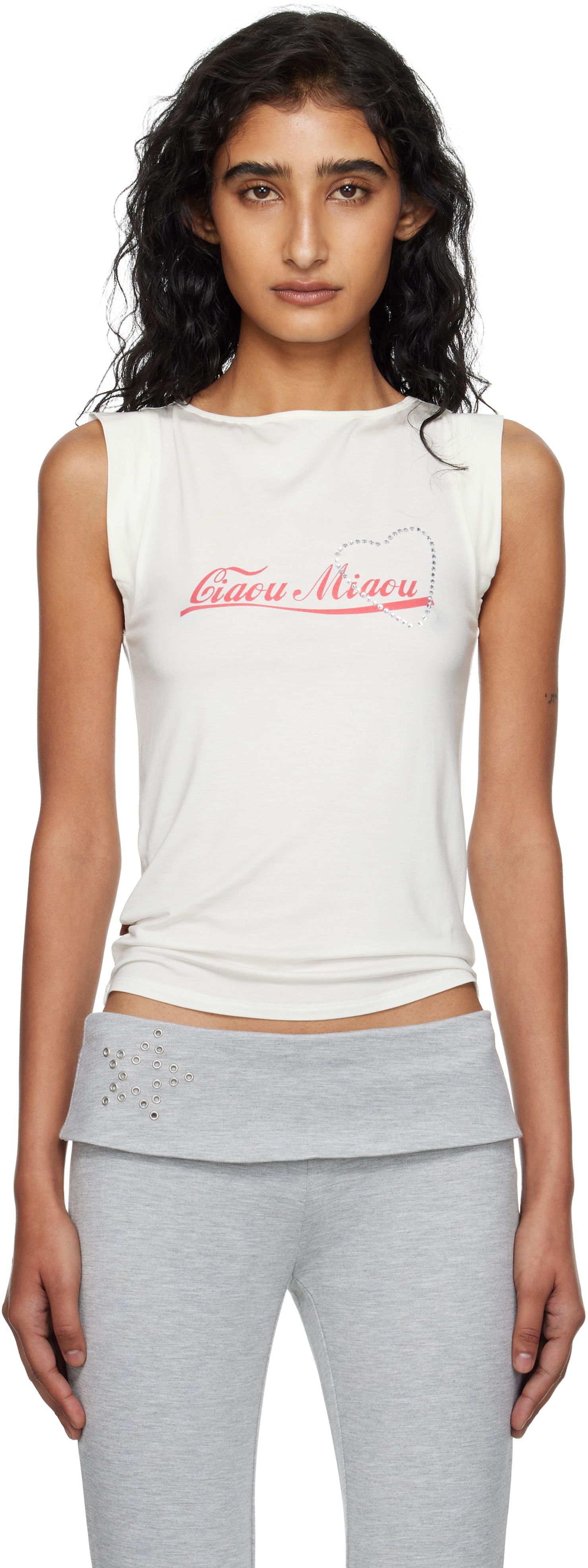 Tanktop Miaou Miaou Lucia Sleeveless Graphic Tank Top Hvid | 7197LJBCMI, 0