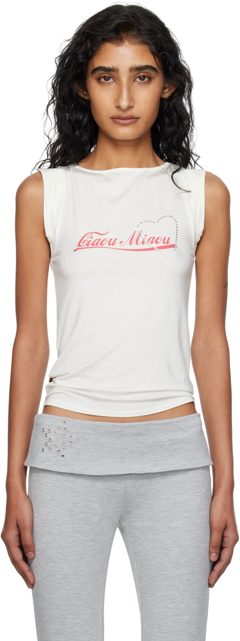 Tanktop Miaou Miaou Lucia Sleeveless Graphic Tank Top Hvid | 7197LJBCMI