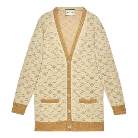 Sweater Gucci Silk Wool Cardigan Beige | 605910-XKAHT-8007