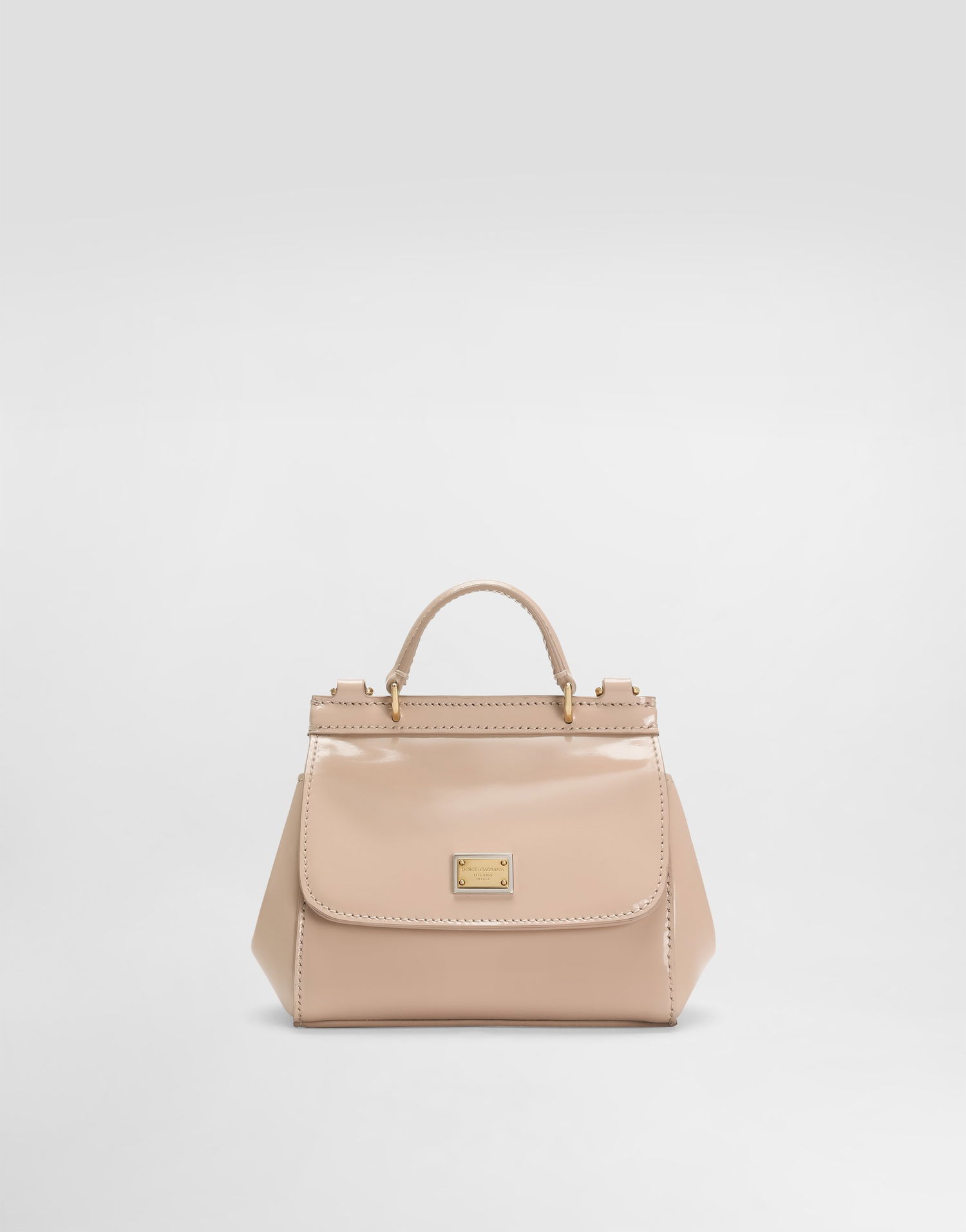 Håndtaske Dolce & Gabbana Dolce & Gabbana Mini Sicily Patent Calfskin Bag Beige | EB0003A106780412, 0