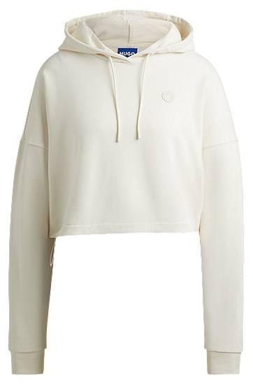 Sweater BOSS HUGO Cropped Cotton-Terry Hoodie Hvid | 50520122, 0