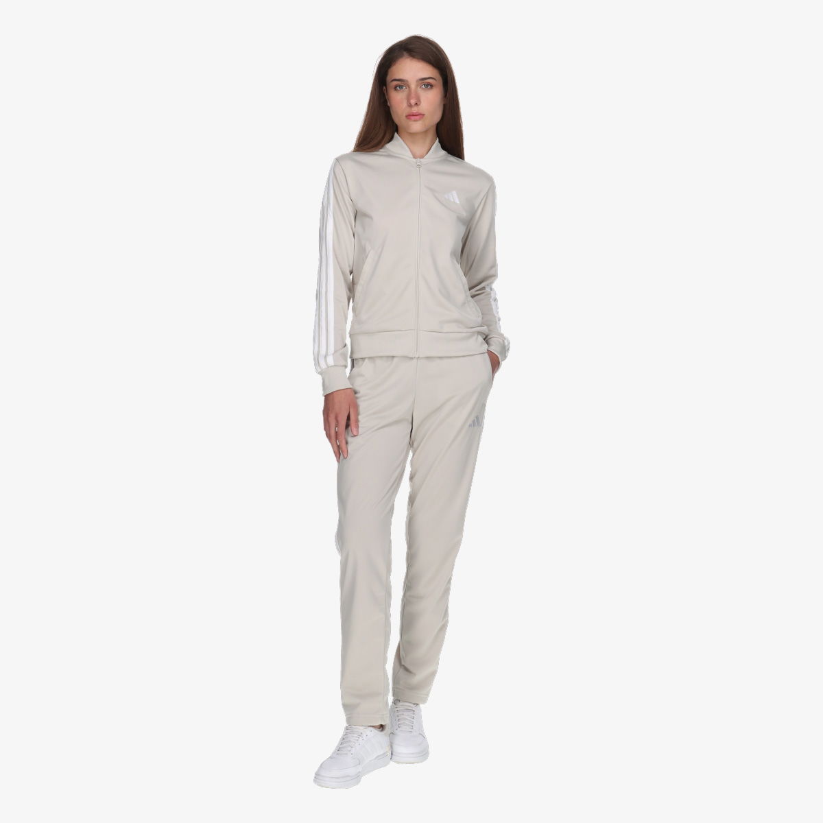 Træningsdragt adidas Performance Essentials 3-Stripes Tracksuit Beige | JD2686, 1