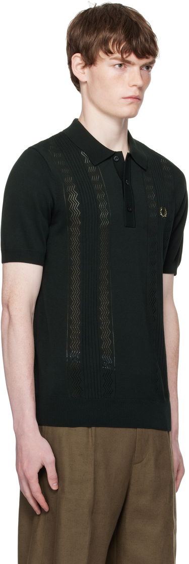 Polo skjorte Fred Perry Fred Perry Pointelle Panel Knitted Polo Grøn | K9750, 1