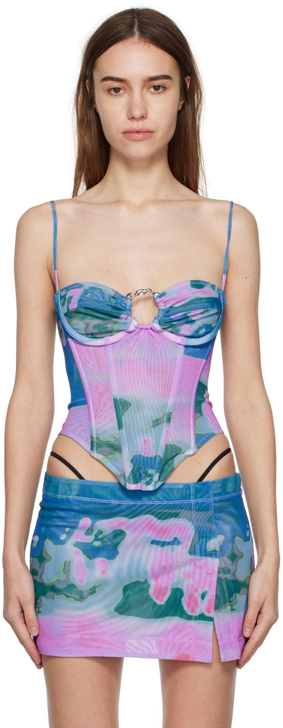 Nederdel Miaou Miaou Hannah Jewett Edition Deia Printed Mesh Tank Top Flerfarvet | 7069PM1THP