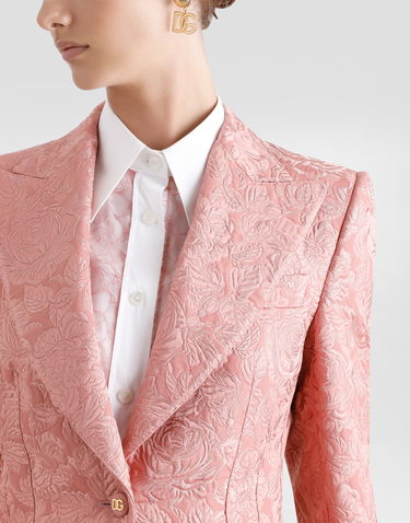 Jakke Dolce & Gabbana Dolce & Gabbana Turlington Single-Breasted Floral Jacquard Jacket Lyserød | F29UCTHJMQKF0473, 3