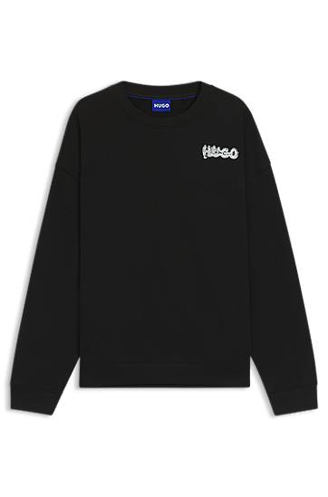 Sweatshirt BOSS Cotton-terry sweatshirt with logo prints Sort | 50549778