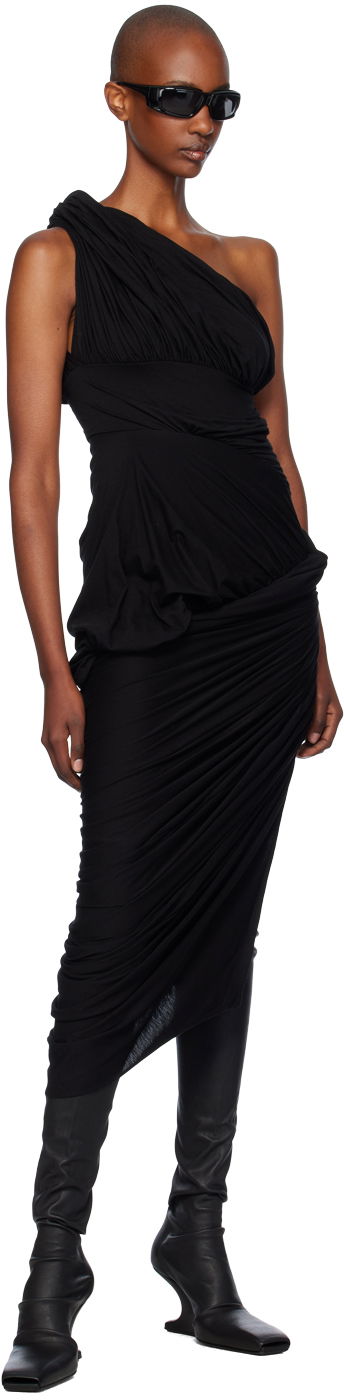 Kjole Rick Owens Rick Owens Lido Draped One-Shoulder Midi Dress Sort | RP02D3562 JWS, 3