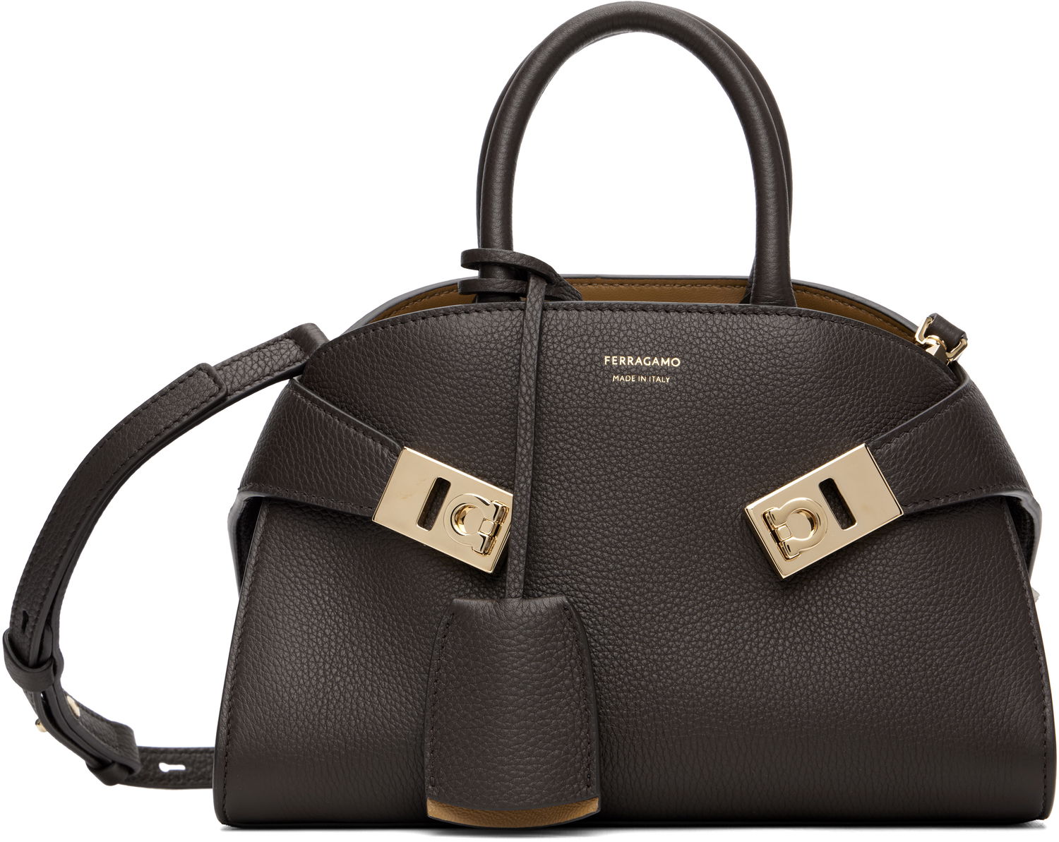 Håndtaske FERRAGAMO Ferragamo Mini Hug Bicolor Top Handle Bag Brun | 778490, 0