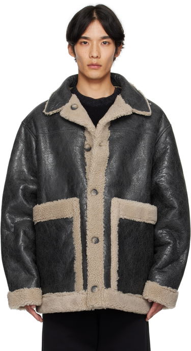 Jakke Maison Margiela MM6 Maison Margiela Crackled Reversible Shearling Jacket Sort | SH0AM0063 M07010, 0