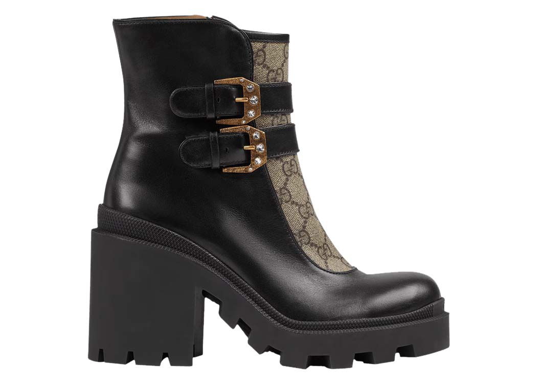 Sneakers og sko Gucci Buckles Ankle Boots Black Beige (Women's) Sort | 701100 UVV20 1182, 0