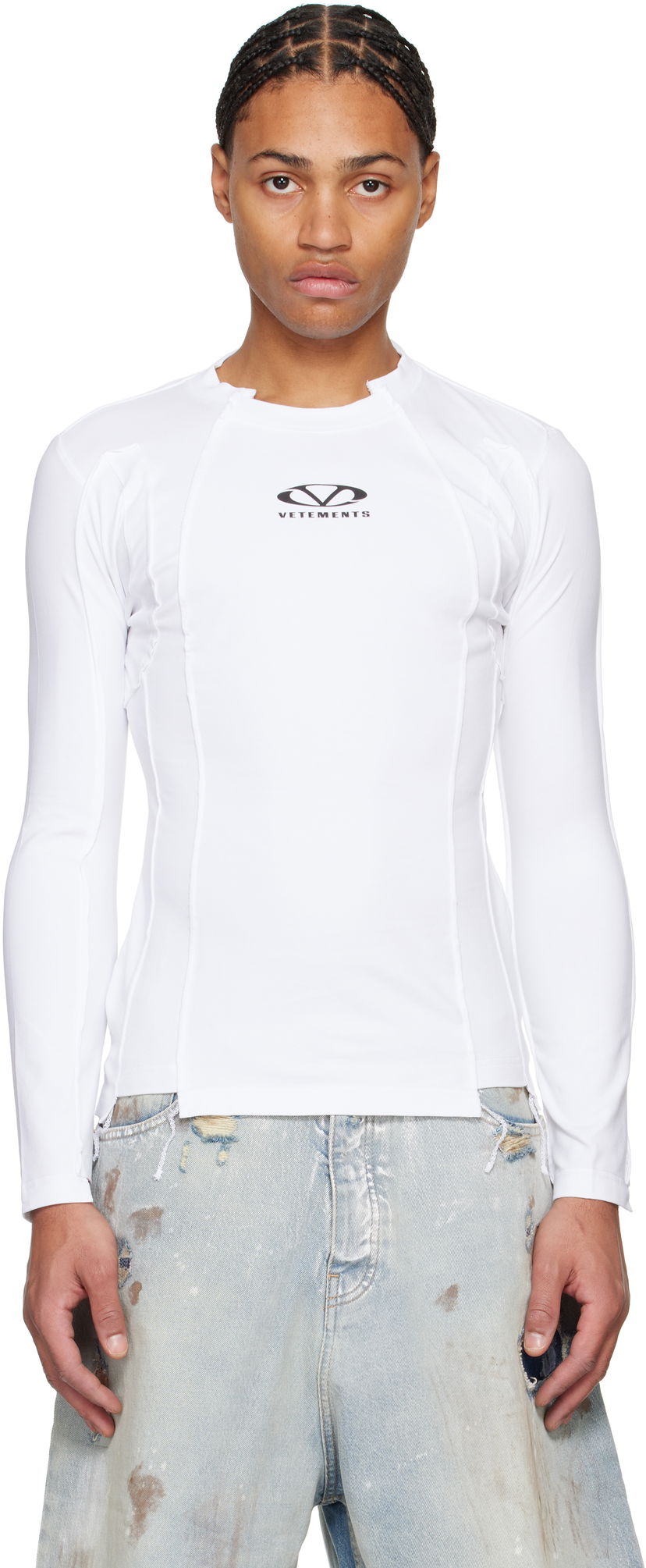 T-shirt VETEMENTS Oval Logo Cut-Out T-Shirt Hvid | UA66LS600W