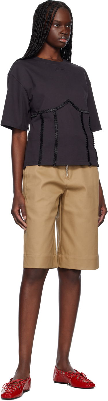 T-shirt GANNI Ganni Cotton Tie Back T-Shirt Sort | T4179, 3