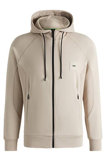 Sweatshirt BOSS BOSS Cotton Blend Zip-Up Hoodie Beige | 50537204, 0