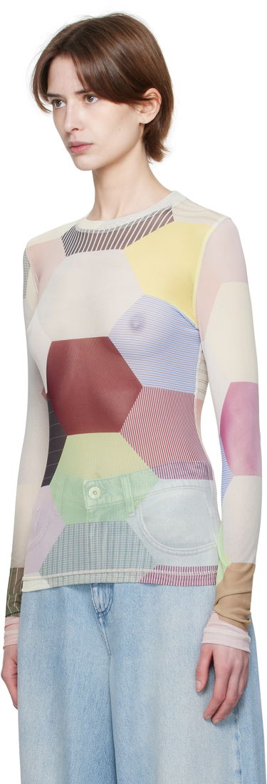 Krop JW Anderson JW Anderson Patchwork Print Sheer Long Sleeve T-Shirt Flerfarvet | JO0138-PG1722, 3