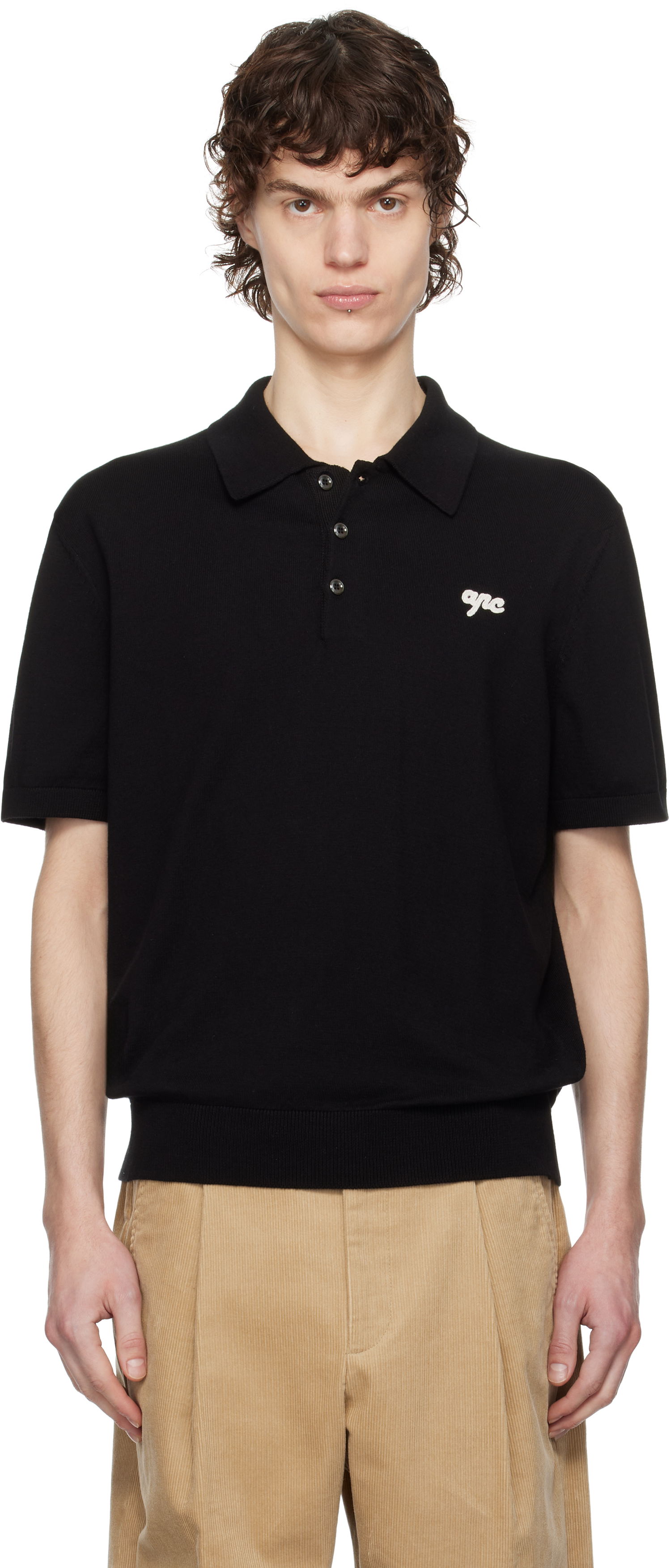 Polo skjorte A.P.C. A.P.C. Gregorio Knit Polo Sort | COGDK-H23393, 0