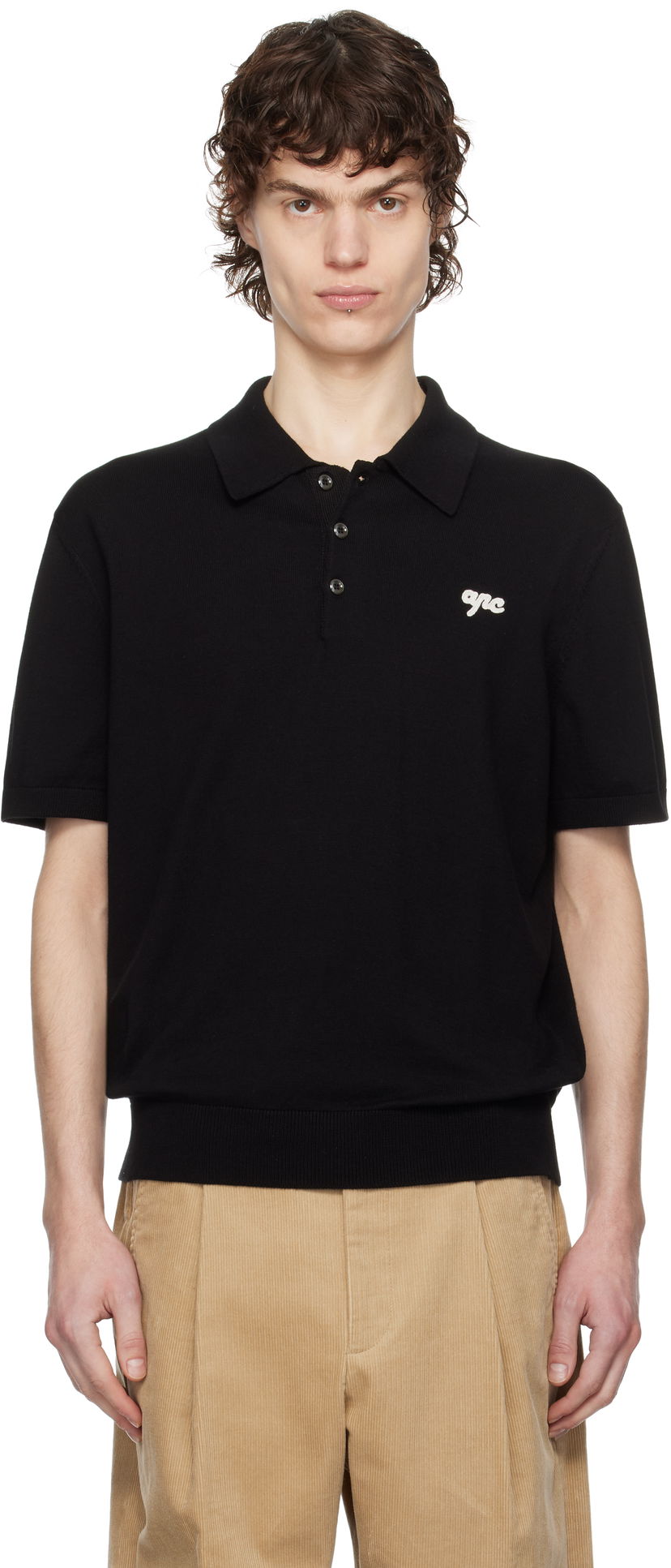 Polo skjorte A.P.C. A.P.C. Gregorio Knit Polo Sort | COGDK-H23393