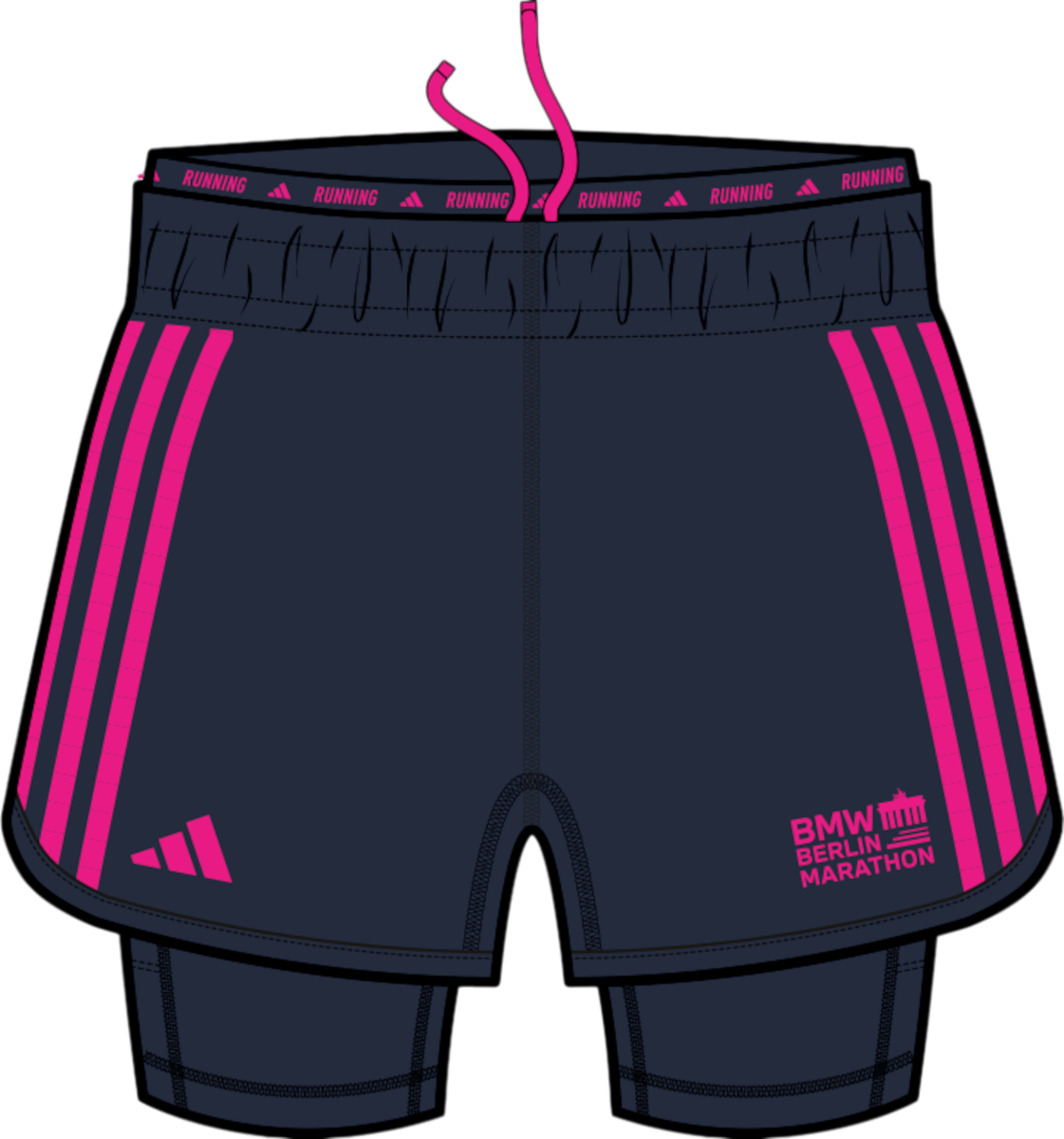 Shorts adidas Originals BMW Berlin Marathon 2025 2-in-1 Running Shorts Mørkeblå | jz6450, 0