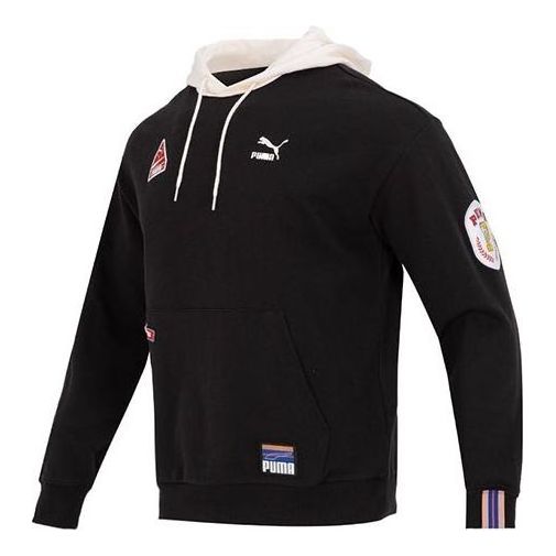 Sweatshirt Puma Team Badge Men's Pullover Hoodie Sort | 677377-01