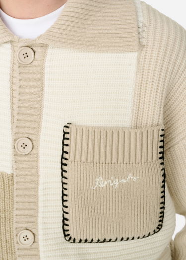 Sweater AXEL ARIGATO Beige Patchwork Knitted Cardigan Hvid | A3066002, 6