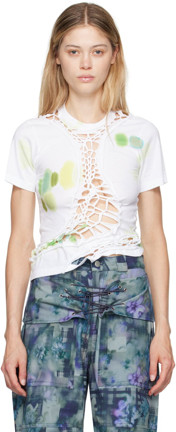 T-shirt Collina Strada Collina Strada Tosh Crocheted T-Shirt Hvid | XX3378