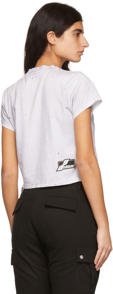 Crop top We11done Cropped Distressed Studded T-Shirt Hvid | WD-TT1-22-512-W-WH, 2