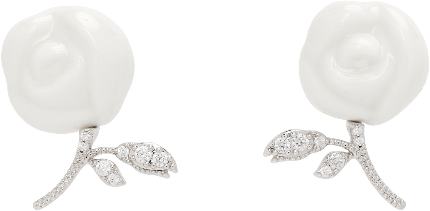 Øreringe SHUSHU/TONG YVMIN Edition Ceramic Rose Earrings Hvid | 25645WHT00DLR, 0
