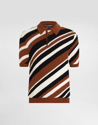Polo skjorte Dolce & Gabbana Dolce & Gabbana Striped Short-Sleeved Knit Polo Shirt Flerfarvet | GXZ64TJFMMSM9492, 0