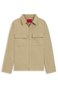 Oversized-Fit Cotton Gabardine Shirt with Chest Pockets