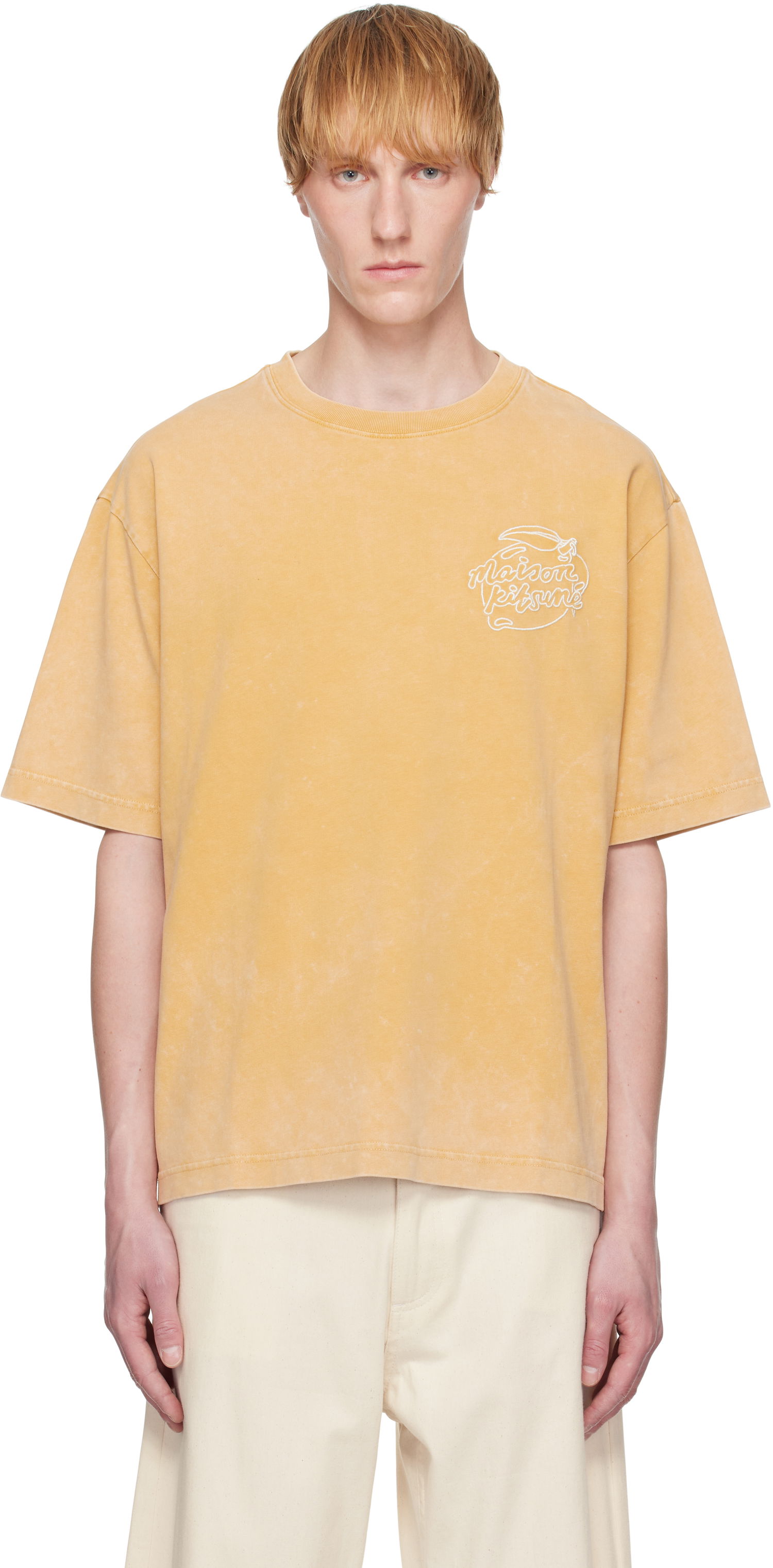 T-shirt MAISON KITSUNÉ Maison Kitsuné Lemonade Chest Embroidery T-Shirt Gul | OM00115KJ0119, 0