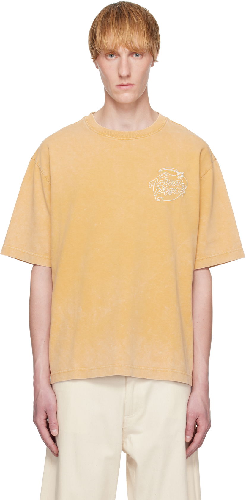 T-shirt MAISON KITSUNÉ Maison Kitsuné Lemonade Chest Embroidery T-Shirt Gul | OM00115KJ0119