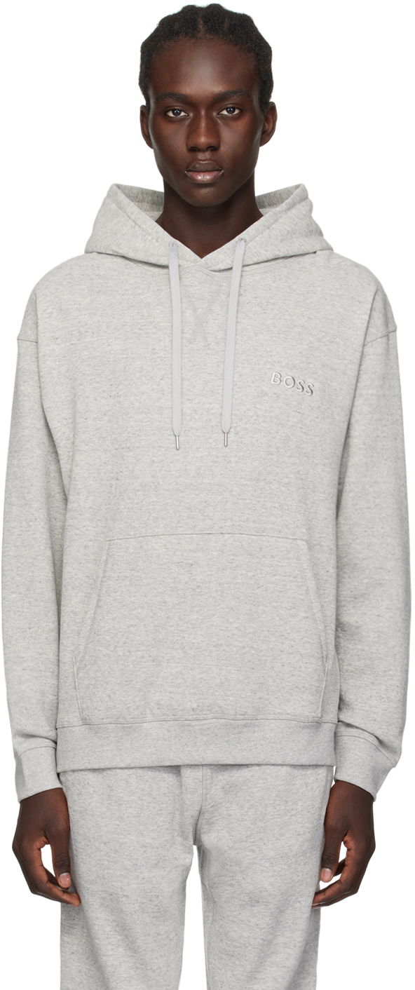 Sweatshirt BOSS Embroidered Hoodie Grå | 50511069, 0
