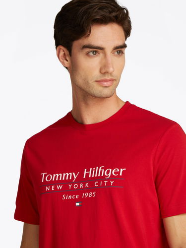 T-shirt Tommy Hilfiger Tommy Hilfiger Logo Crew Neck T-Shirt Rød | MW0MW38621XLD, 3