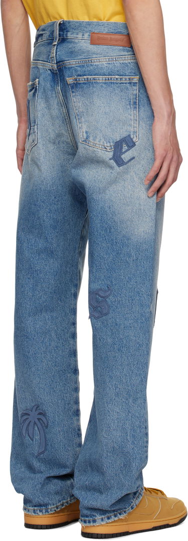 Jeans Palm Angels Palm Angels Logo Patch Straight Leg Jeans Blå | PMYA041S25DEN0064040, 2