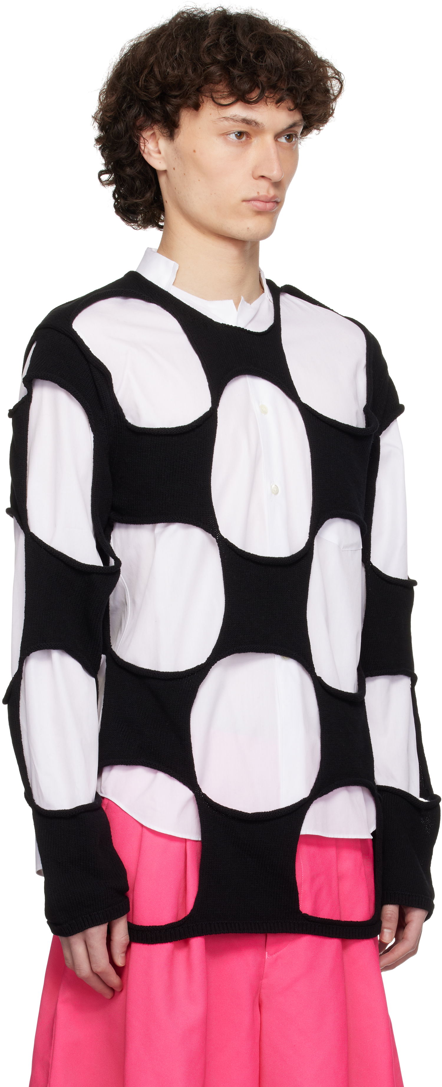 Sweater Comme des Garçons Homme Plus Cotton Code Intarsia B Pattern Crewneck Sweater Sort | PO-N012-051, 1