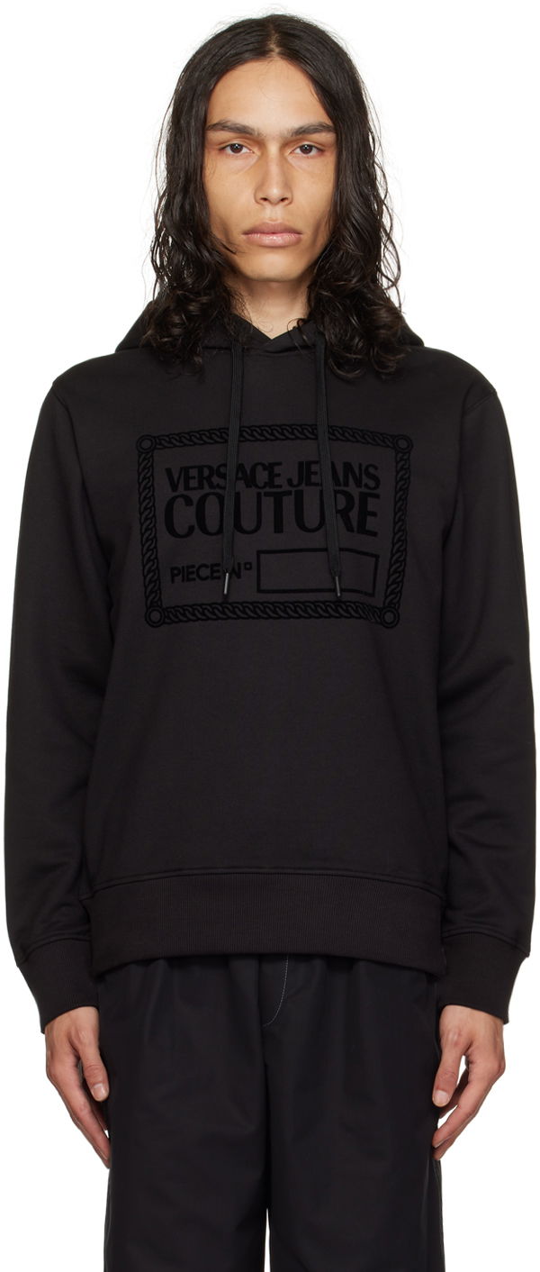 Sweatshirt Versace Jeans Couture Flocked Hoodie Sort | E75GAIT10_ECF06T, 0