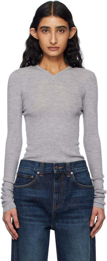 Sweater Khaite KHAITE Tania Ribbed Knit Top Grå | 9699511, 0