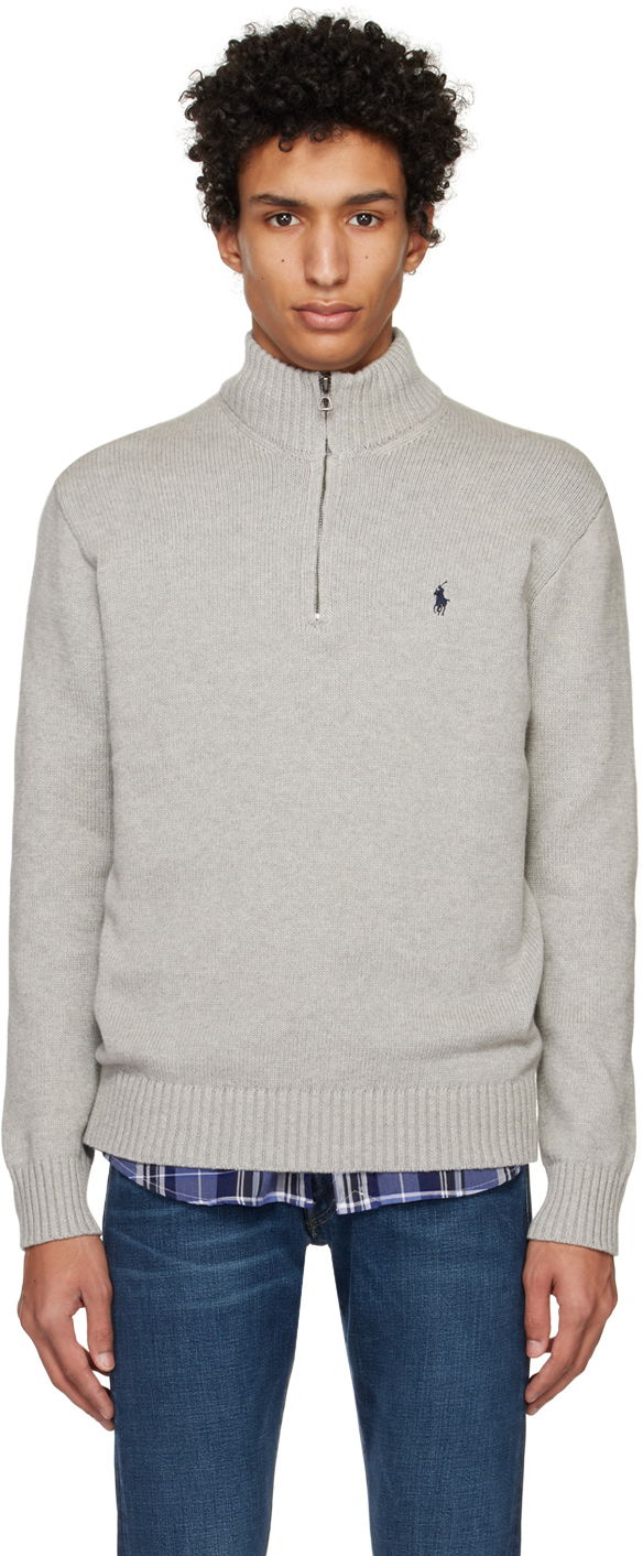 Sweater Polo by Ralph Lauren Half-Zip Ribbed Sweater Grå | 710859939001