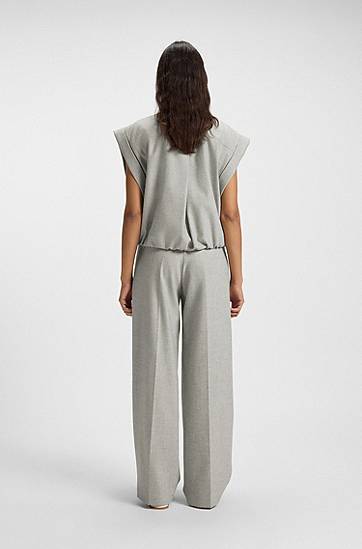 Vest BOSS Sleeveless stretch flannel vest with stand collar and flap pockets Grå | 50547683, 1