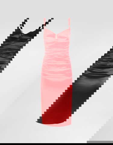 Kjole Dolce & Gabbana Dolce & Gabbana Draped Satin Calf-Length Dress with Conical Cups Rød | F6TNRTFURADR0046, 0