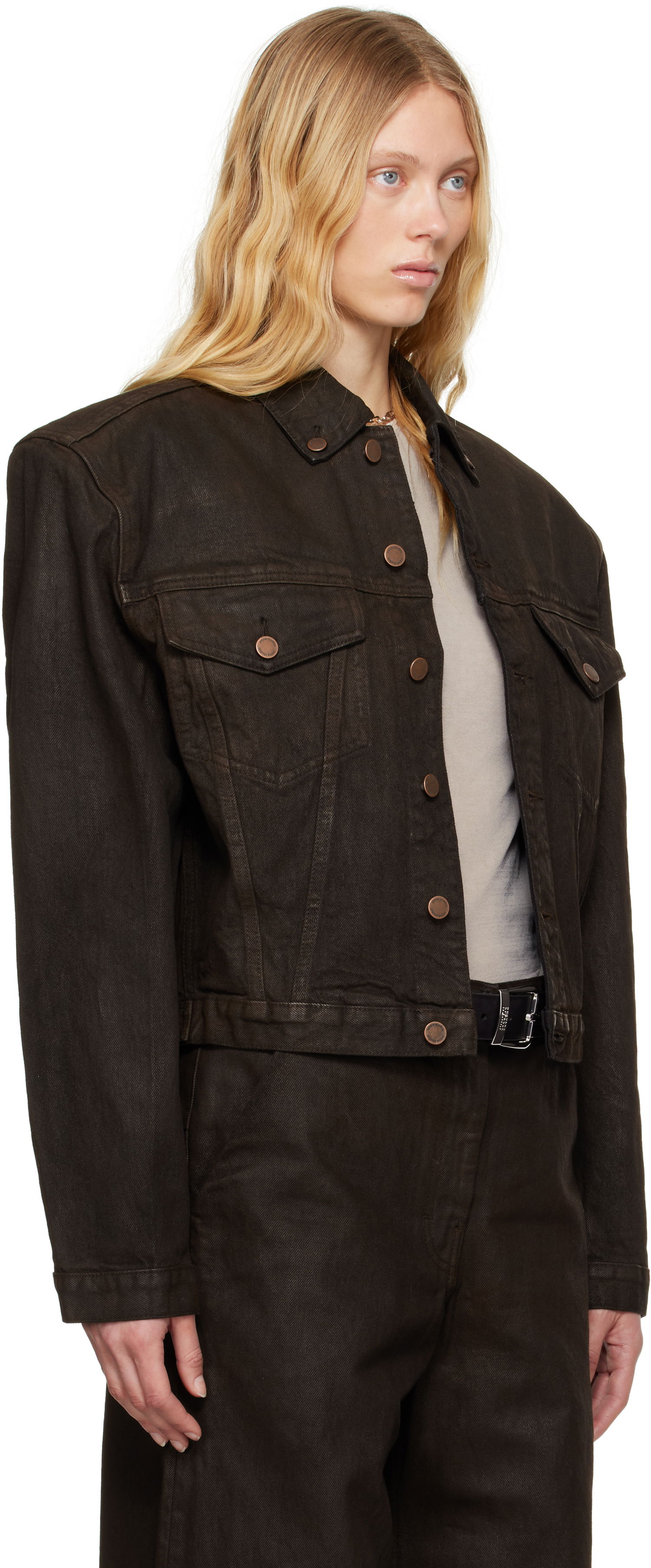 Jakke Entire Studios Entire Studios Shrunken Denim Jacket Brun | ESU-S25-11002-MU, 1