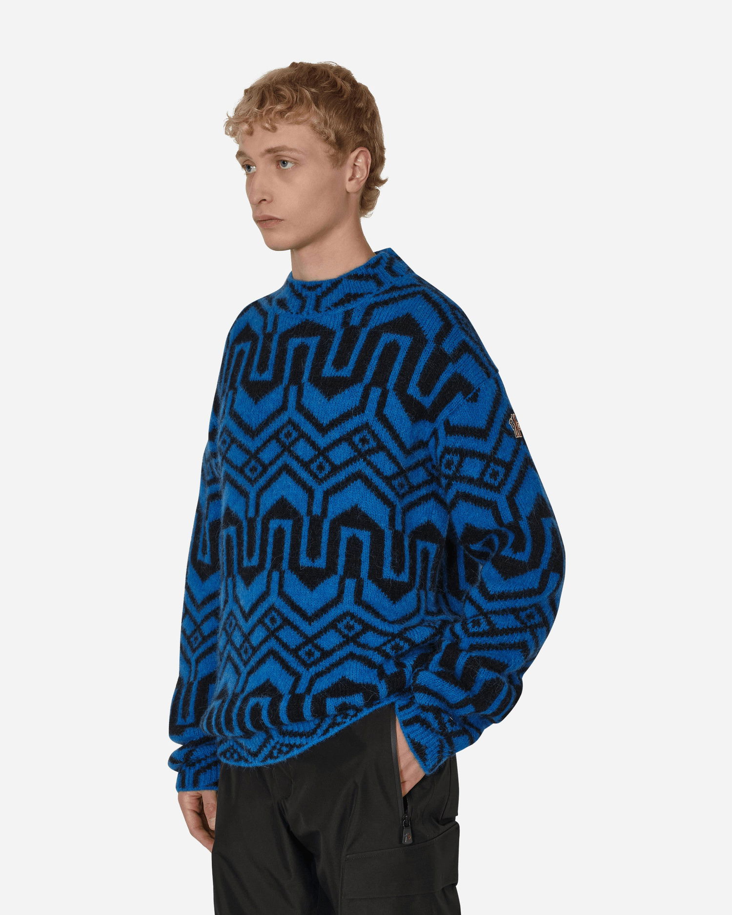 Sweater Moncler Jacquard Mock Neck Sweater Mørkeblå | H20979C00005 P79, 1