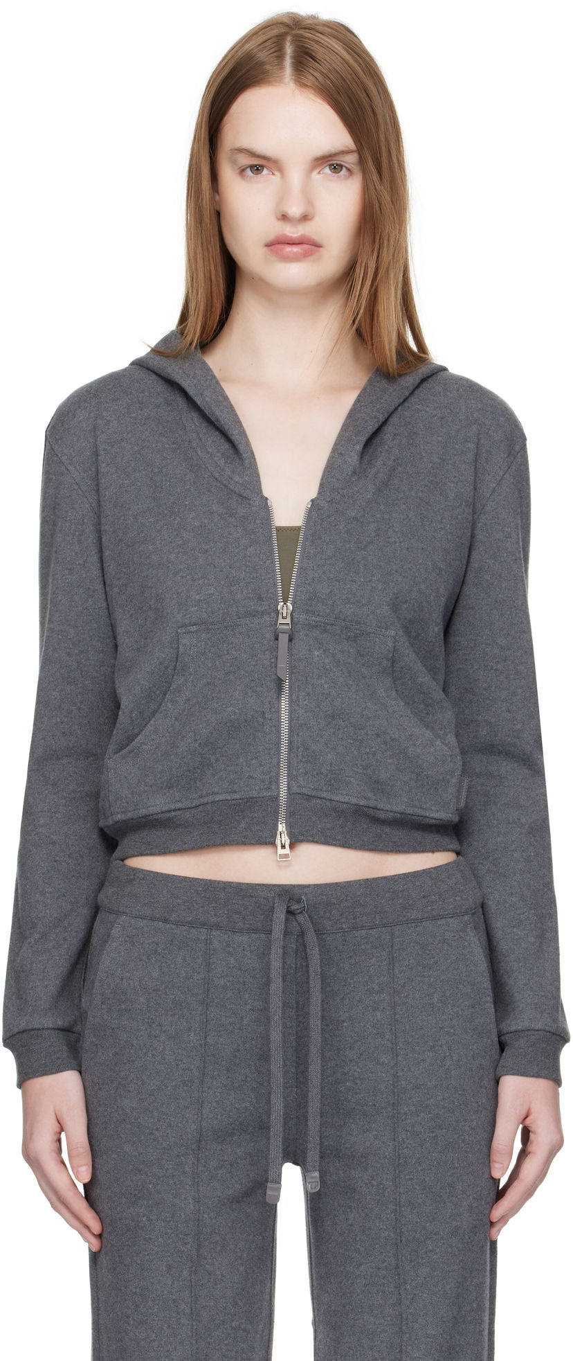 Sweatshirt Tom Ford TOM FORD Peachy Hand Cotton Jersey Zip-Up Hoodie Grå | FLJ067-JEX173