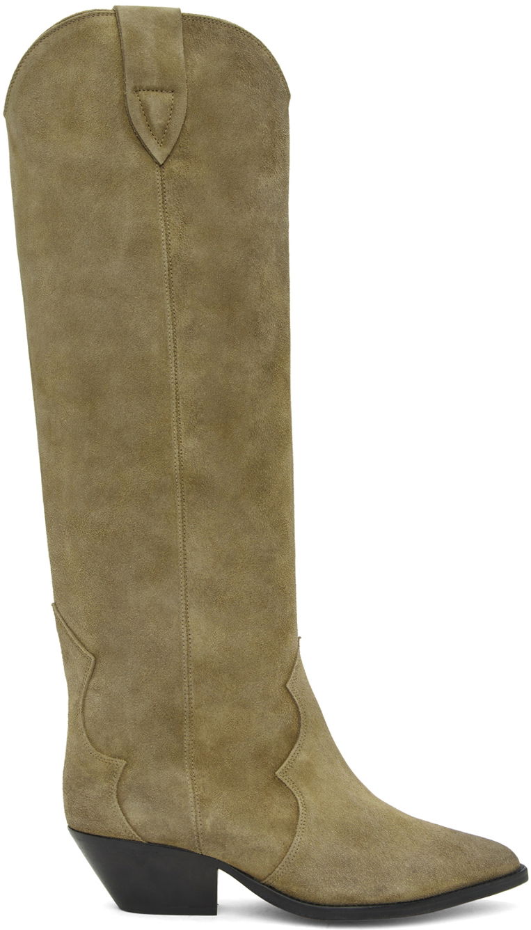 Tøj ISABEL MARANT Isabel Marant Denvee Suede Tall Boots Grøn | 00MBT0072-00M015S