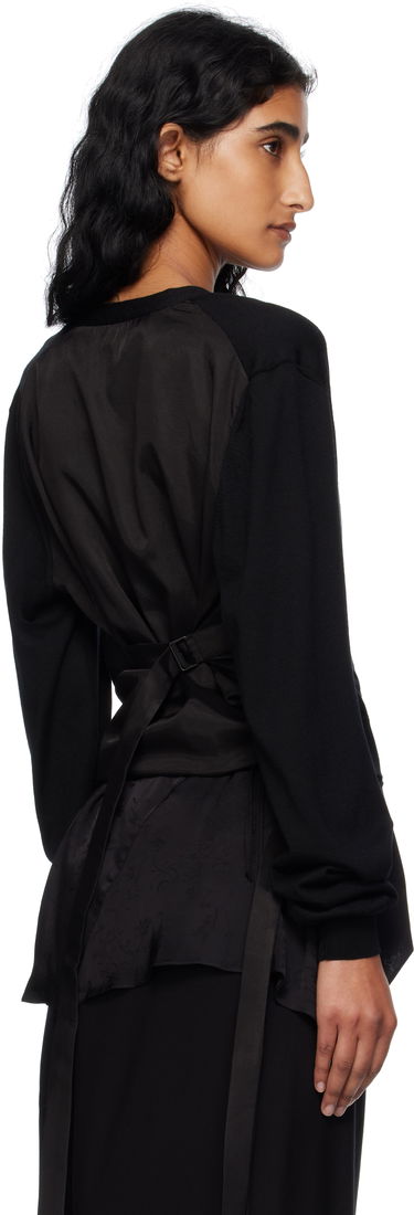Sweater Ann Demeulemeester Ann Demeulemeester Zofia Asymmetric Spliced Cardigan Sort | 2510-W-KN18-KN056-099, 2